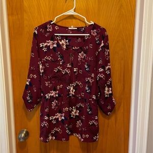Maurices Burgundy Floral Blouse